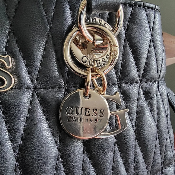 Guess Brinkley Triple Compartment Satchel in Black Faux Leather - Picture 2 of 15